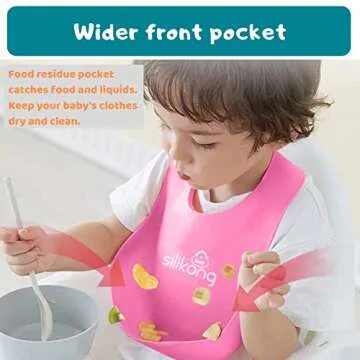 Silicone Baby Feeding Set | Suction Plate for Toddlers + Pocket Bib + Bendable Spoon | BPA Free | Dishwasher, Microwave and Oven Safe (Pink)