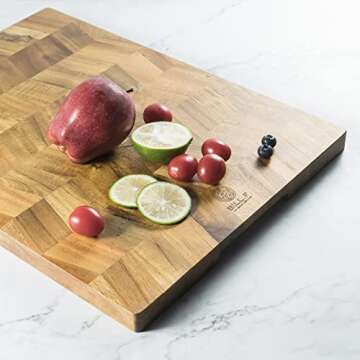 BILL.F Chopping Board 18" Large Acacia Wood Cutting Chopping Board for Kitchen with End-Grain,1" Thick Large Butcher Block 18x13x1.0 in