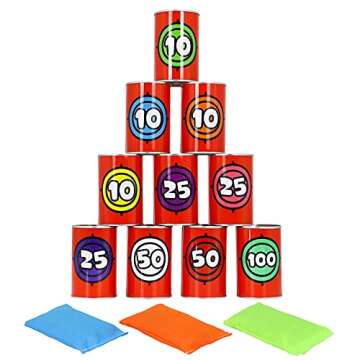JOYIN 13 Pcs Carnival Party Bean Bag Toss Game, Sturdy Knockdown Can, Birthday Easter Party, Family,...