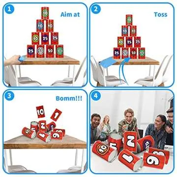 JOYIN 13 Pcs Carnival Party Bean Bag Toss Game, Sturdy Knockdown Can, Birthday Easter Party, Family, Best Outdoor and Indoor Games, Easter Egg Hunt for Classroom Gifts (Number Style)