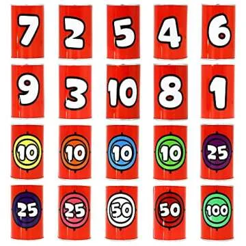 JOYIN 13 Pcs Carnival Party Bean Bag Toss Game, Sturdy Knockdown Can, Birthday Easter Party, Family, Best Outdoor and Indoor Games, Easter Egg Hunt for Classroom Gifts (Number Style)