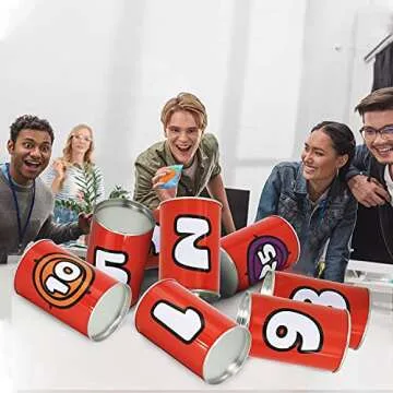 JOYIN 13 Pcs Carnival Party Bean Bag Toss Game, Sturdy Knockdown Can, Birthday Easter Party, Family, Best Outdoor and Indoor Games, Easter Egg Hunt for Classroom Gifts (Number Style)