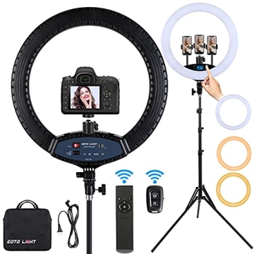 19 inch LED Ring Light LCD Display Touch Screen with Tripod Stand Dimmable Makeup Selfie Ring Light ...
