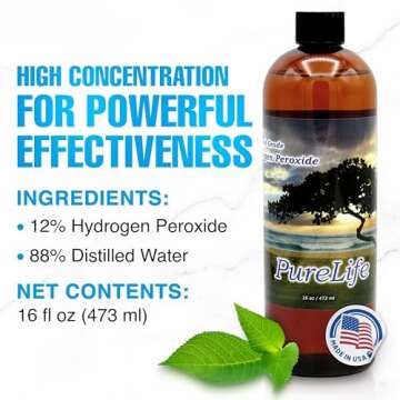 12% Hydrogen Peroxide Food Grade with No Added Stabilizers - in Distilled Water (16 Oz)