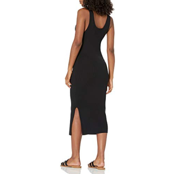 The Drop Women's Yasmin Side Slit Midi Sweater Tank Dress, Black, S