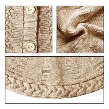 LimBridge Knitted Christmas Tree Skirt: 36 Inches Beige Tree Skirt, Chunky Cable Knit Thick Rustic Christmas Tree Decorations, Farmhouse Christmas Decor Xmas Holiday Home Party Decorations