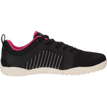 WHITIN Women's Wide Barefoot Minimalist Shoes Zero Drop Trail Running Hiking Sneaker Size 9 Cross Hike Trainer Walking Gym Workout Lifting Rose Black 40