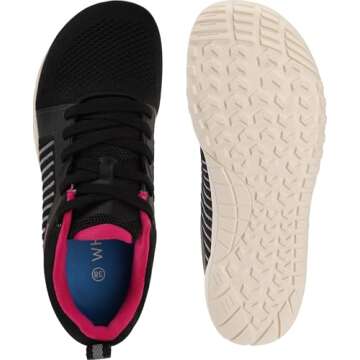 WHITIN Women's Wide Barefoot Minimalist Shoes Zero Drop Trail Running Hiking Sneaker Size 9 Cross Hike Trainer Walking Gym Workout Lifting Rose Black 40
