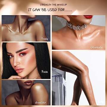 MAEPEOR Shimmer Body Luminizer 5 Colors Moisturizing Glow Illuminator Smooth and Non-sticky Summer Body Highlighter For Face & Body (80ML, 03 Bronze Gold)