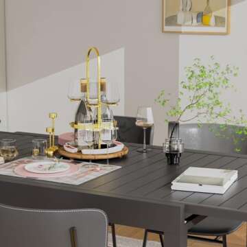 Domi 59" - 89" Expandable Patio Dining Table - Aluminum, Adjustable, Smooth-Sliding, Outdoor Furnitu...