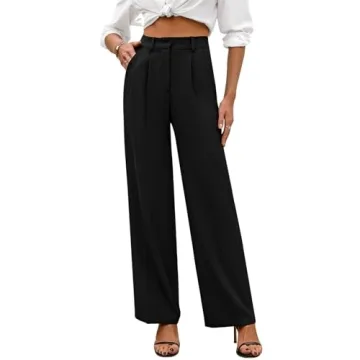SASSY ZOEY Wide Leg Pants for Women | High Waisted Trousers with Pockets | Comfortable Work Pants fo...