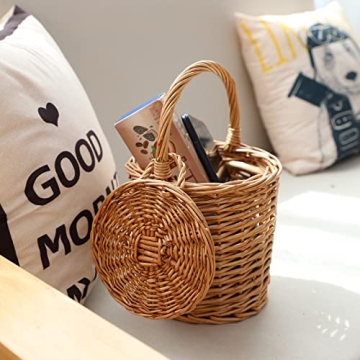 Charming Handmade Wicker Storage Basket with Lid