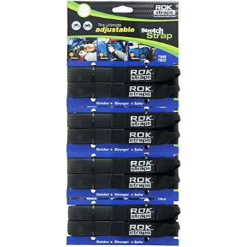 ROK Straps ROK-10314-2PR Black 12"- 42" Adjustable Stretch Strap, 2 Pair