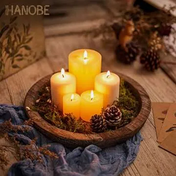 Hanobe Rustic Wooden Serving Tray: Round Wood Butler Decorative Tray Vintage Centerpiece Candle Holder Trays Farmhouse Ottoman Tray for Decor Countertop Home Decor Accessories for Coffee Table