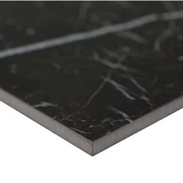 12x24 Nero Marquina Black with White Porcelain Floor and Wall Tile for Kitchen, Backsplash, Countertop, Bathroom, Fireplace Surround, Made in Italy (Polished, 1 Piece (1.94 sq.ft))