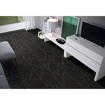 12x24 Nero Marquina Black with White Porcelain Floor and Wall Tile for Kitchen, Backsplash, Countertop, Bathroom, Fireplace Surround, Made in Italy (Polished, 1 Piece (1.94 sq.ft))