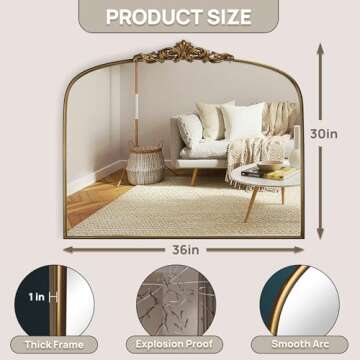 Wemily Vintage Gold Ornate Baroque Mirror - A Timeless 36"X30" Reflection