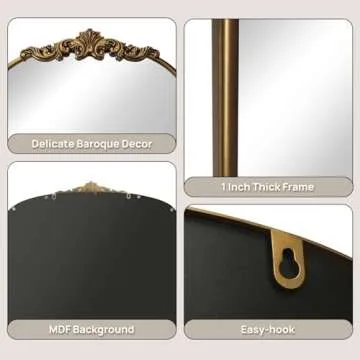 Wemily Vintage Gold Ornate Baroque Mirror for Elegant Decor