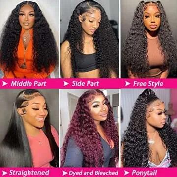 Deep Wave Lace Front Wigs Human Hair 180% Density Curly Lace Front Wig Human Hair Wet and Wavy Wig 13x4 HD Lace Frontal Wigs Human Hair 16 Inch Glueless Curly Wigs for Women Pre Plucked