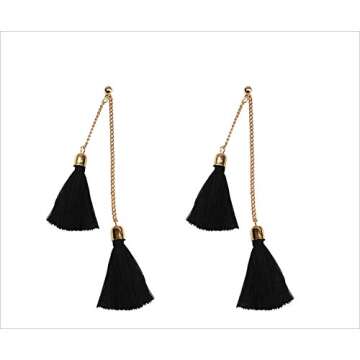 Mina Gold Contrast Tassel Drop Earrings - Stylish Statement