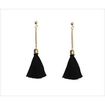 Mina Gold Contrast Tassel Drop Earrings - Stylish Statement