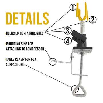 Master Airbrush® Brand Universal Clamp-on Airbrush Holder. Holds up to 4 Airbrushes and All Brands,...
