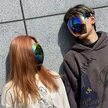 GAWYOEX Full Face Sunglasses,Oversized Polarized Tinted Face Shield,Mirrored Face Shield Anti-fog for Outdoor, Futuristic Cycling Beach for Men & Women(D)