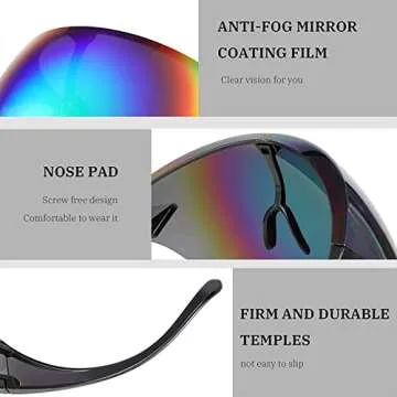 GAWYOEX Full Face Sunglasses,Oversized Polarized Tinted Face Shield,Mirrored Face Shield Anti-fog for Outdoor, Futuristic Cycling Beach for Men & Women(D)