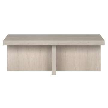 Henn&Hart 44" Wide Rectangular Coffee Table in Alder White, for Home, Living Room, Bedroom, Entertainment Room, Office