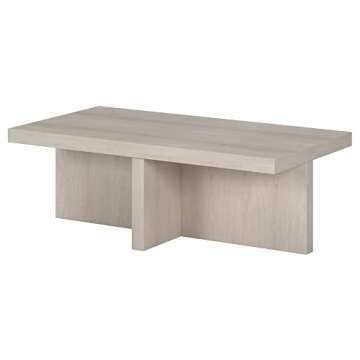 Henn&Hart 44" Wide Rectangular Coffee Table in Alder White, for Home, Living Room, Bedroom, Entertainment Room, Office