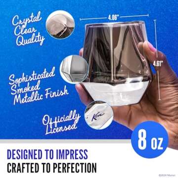 Dragon Glassware x Barbie Whiskey Glasses - Ken 60th Anniversary Edition - 8 oz Smoked Metallic Insu...