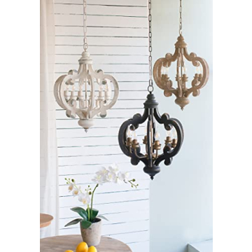 Elegant A&B Home Wood and Metal Chandelier for Homes