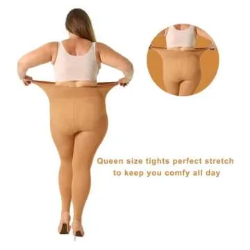 MANZI Plus Size Tights for Women 70D Queen Size Tights(Pack of 2)(Suntan，XX-Large