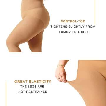 MANZI Plus Size Tights for Women 70D Queen Size Tights(Pack of 2)(Suntan，XX-Large