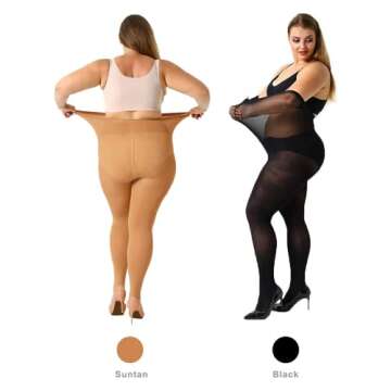 MANZI Plus Size Tights for Women 70D Queen Size Tights(Pack of 2)(Suntan，XX-Large