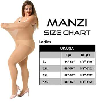 MANZI Plus Size Tights for Women 70D Queen Size Tights(Pack of 2)(Suntan，XX-Large