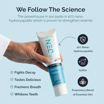 Dr. Jen|10% Nano Hydroxyapatite Toothpaste|Fluoride Free Toothpaste|Tooth Paste w/Xylitol:Add to Your Oral Care Kit -Toothpaste for Adults(Cool Mint)