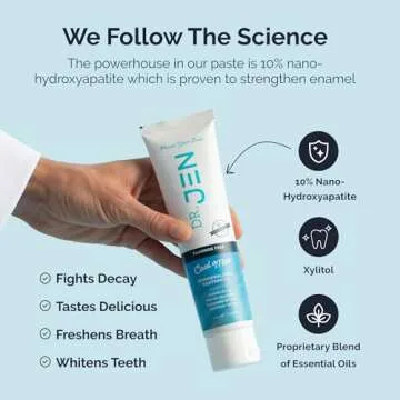 Dr. Jen|10% Nano Hydroxyapatite Toothpaste|Fluoride Free Toothpaste|Tooth Paste w/Xylitol:Add to Your Oral Care Kit -Toothpaste for Adults(Cool Mint)
