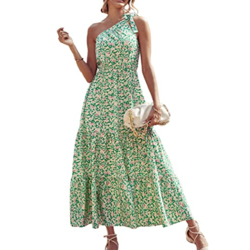 PRETTYGARDEN Floral Maxi Dress One Shoulder Boho Style