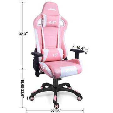Leopard Gaming Chair, High Back PU Leather Office Chair, Adjustable Video Gaming Chairs, Swivel Racing Chair with Adjustable Armrest (White/Pink)