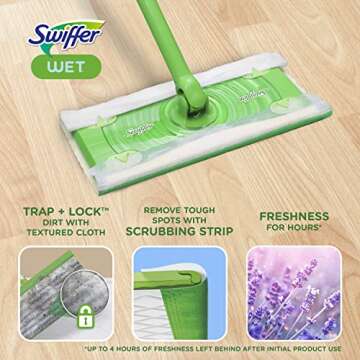 Swiffer Sweeper Wet Mopping Pad Refills for Floor Mop with Febreze Lavender Scent, 12 Count (Packagi...