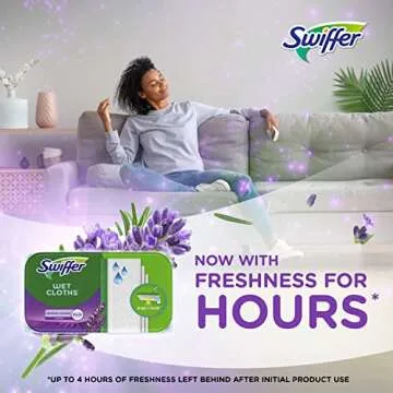 Swiffer Sweeper Wet Mopping Pad Refills for Floor Mop with Febreze Lavender Scent, 12 Count (Packaging May Vary)
