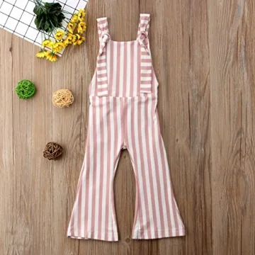 ZAXARRA Toddler Girl Stripes Bell-Bottom Jumpsuit