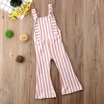 ZAXARRA Toddler Girl Stripes Bell-Bottom Jumpsuit