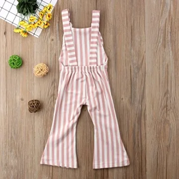 ZAXARRA Toddler Girl Stripes Bell-Bottom Jumpsuit