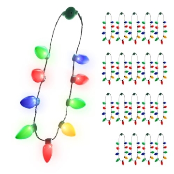 Windy City Novelties LED Christmas 9 Bulb Necklace with 6 Dynamic Light Modes for Adults and Kids Ch...