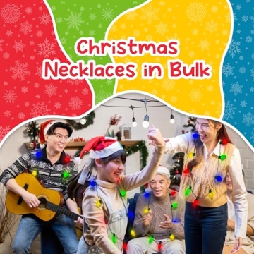 Windy City Novelties LED Christmas 9 Bulb Necklace with 6 Dynamic Light Modes for Adults and Kids Christmas Parties, Caroling, Gatherings & Party Favors - 1 Pack