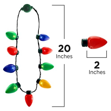 Windy City Novelties LED Christmas 9 Bulb Necklace with 6 Dynamic Light Modes for Adults and Kids Christmas Parties, Caroling, Gatherings & Party Favors - 1 Pack