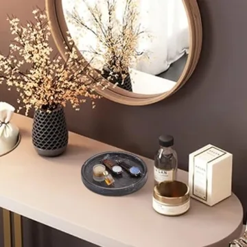 MARBBNEST 10" Grey Marble Round Tray for Home Decor