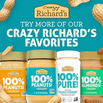 Crazy Richard's 100% All-Natural Creamy Vegan Peanut Butter with No Added Sugar and Non-GMO (16 Ounce, Pack of 2)